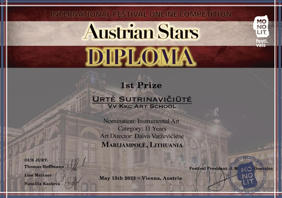 Tarptautinis nuotolinis festivalis konkursas „Austrijos žvaigždės” 2023